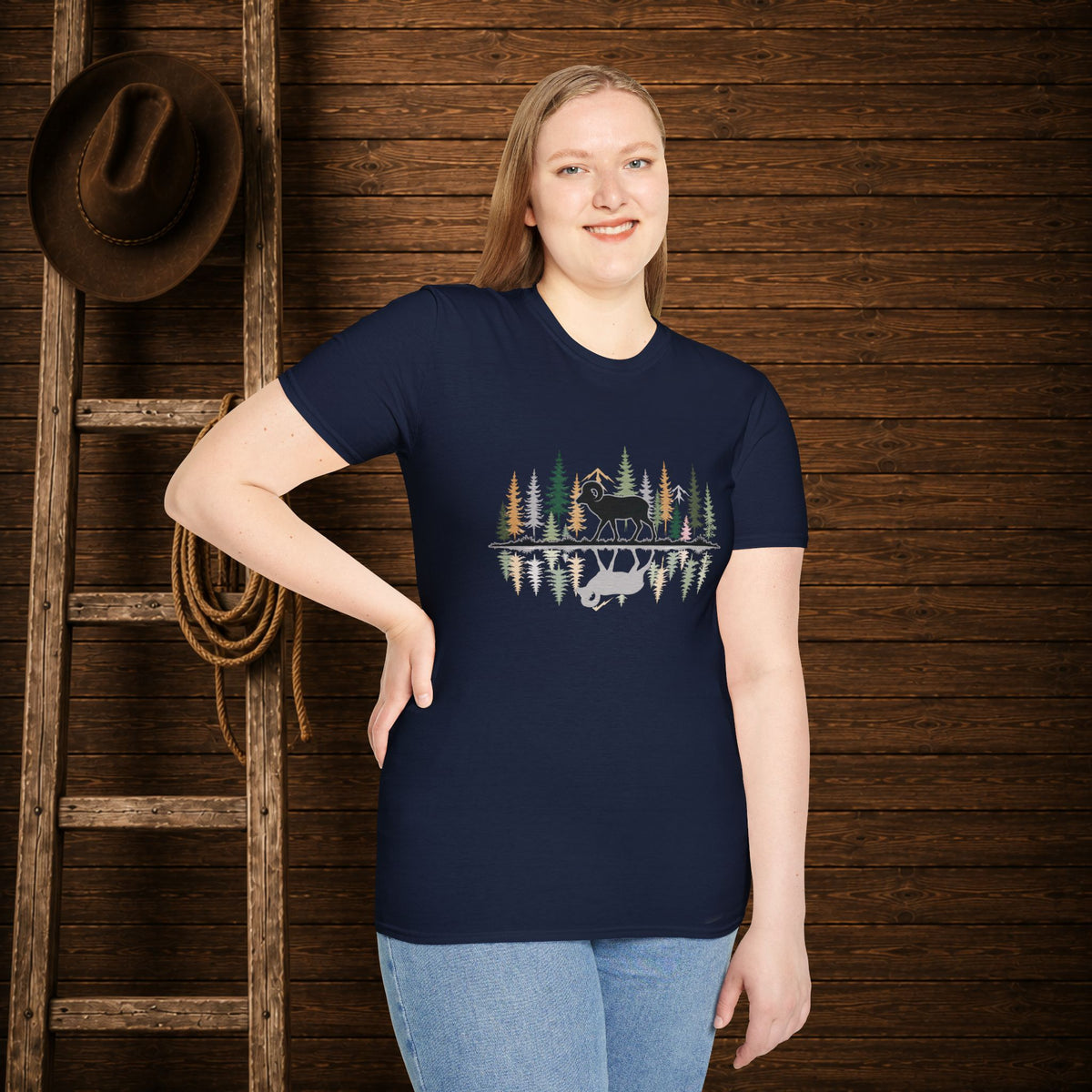 Morning Reflection Big Horn Sheep   Adult Size T-Shirt