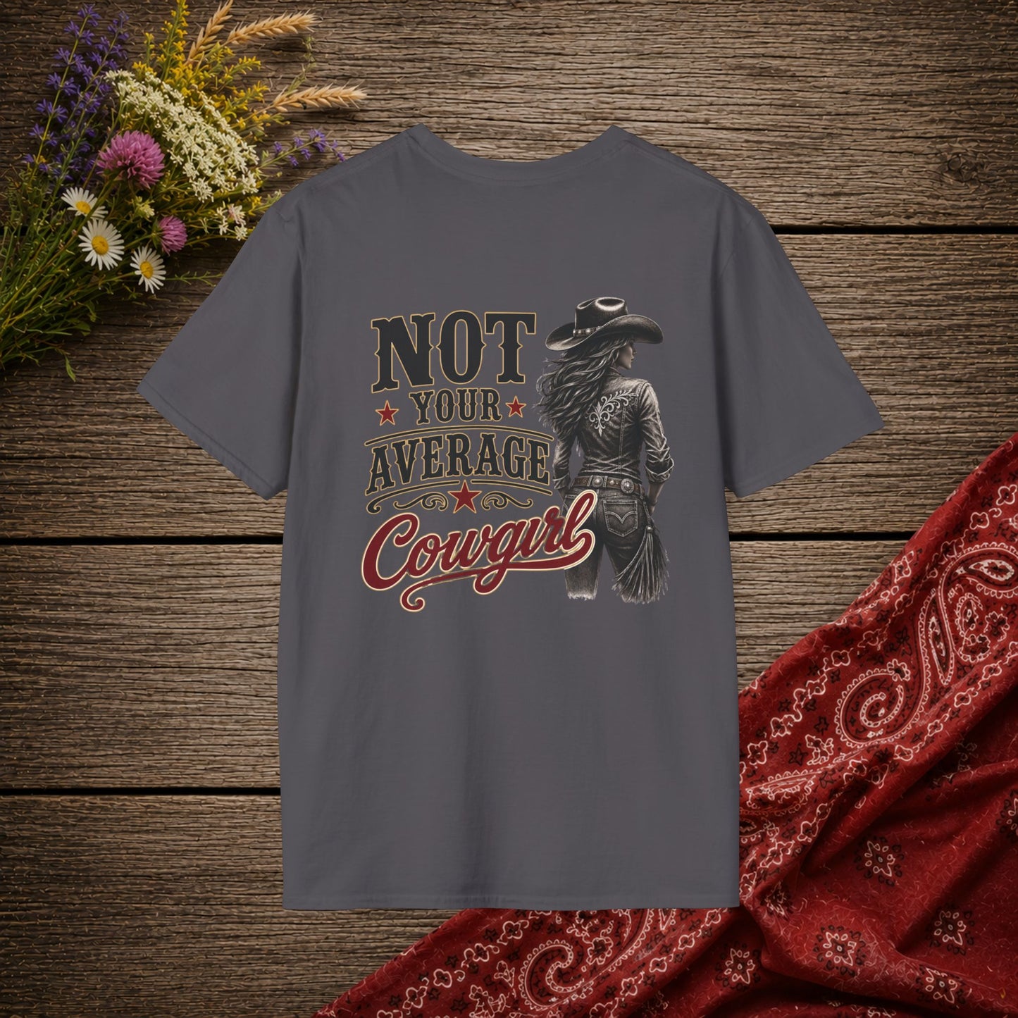 Not Your Average Cowgirl (Back)  Adult T-Shirt