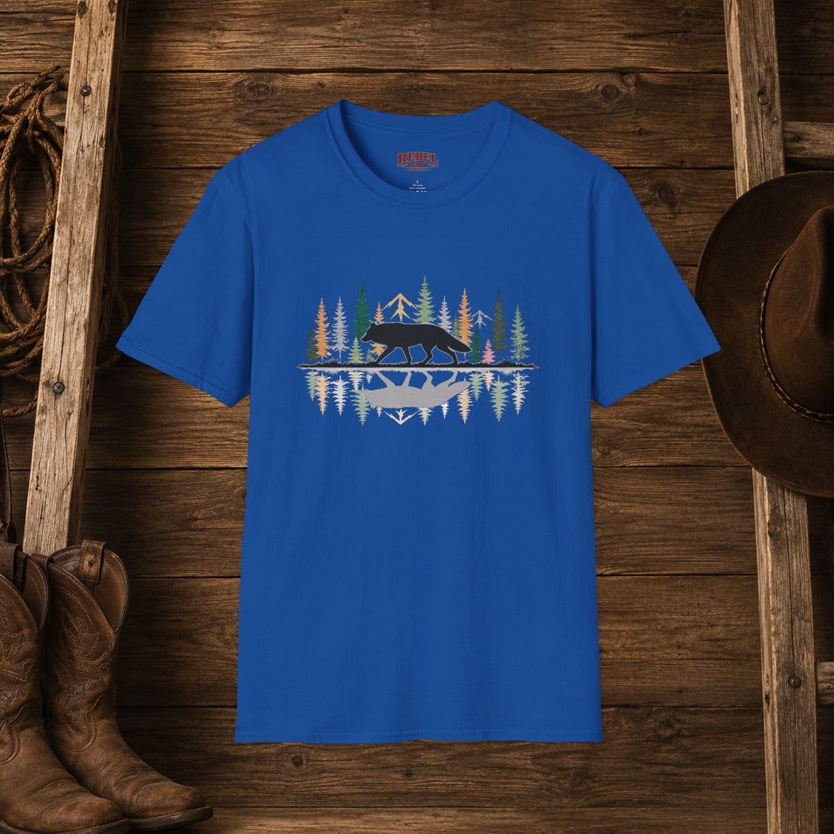 Morning Reflection Wolf   Adult Size T-Shirt