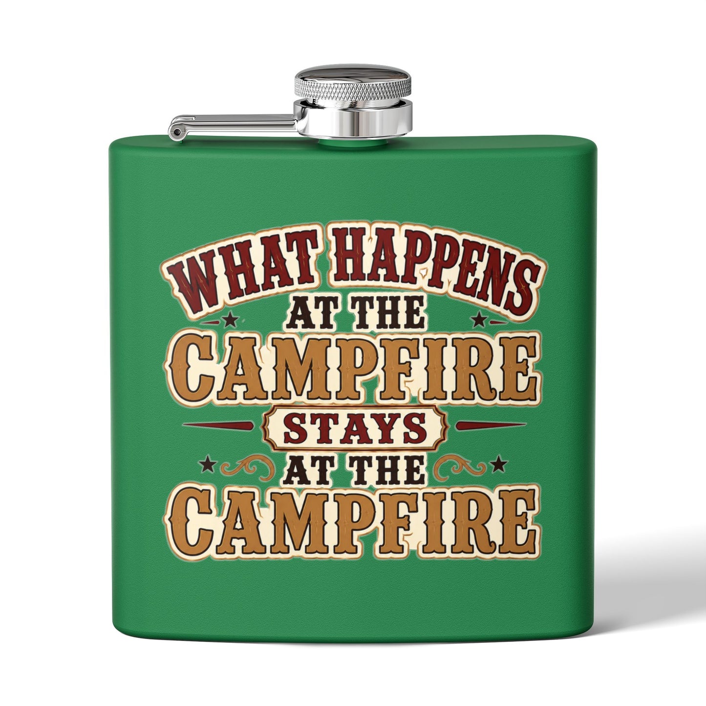Happens At Campfire  Stainless Steel Flask, 6oz