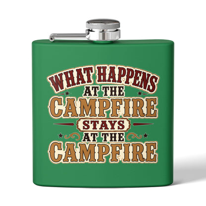 Happens At Campfire  Stainless Steel Flask, 6oz