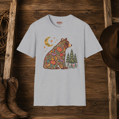 Fall Bloom Bear   Adult Size T-Shirt