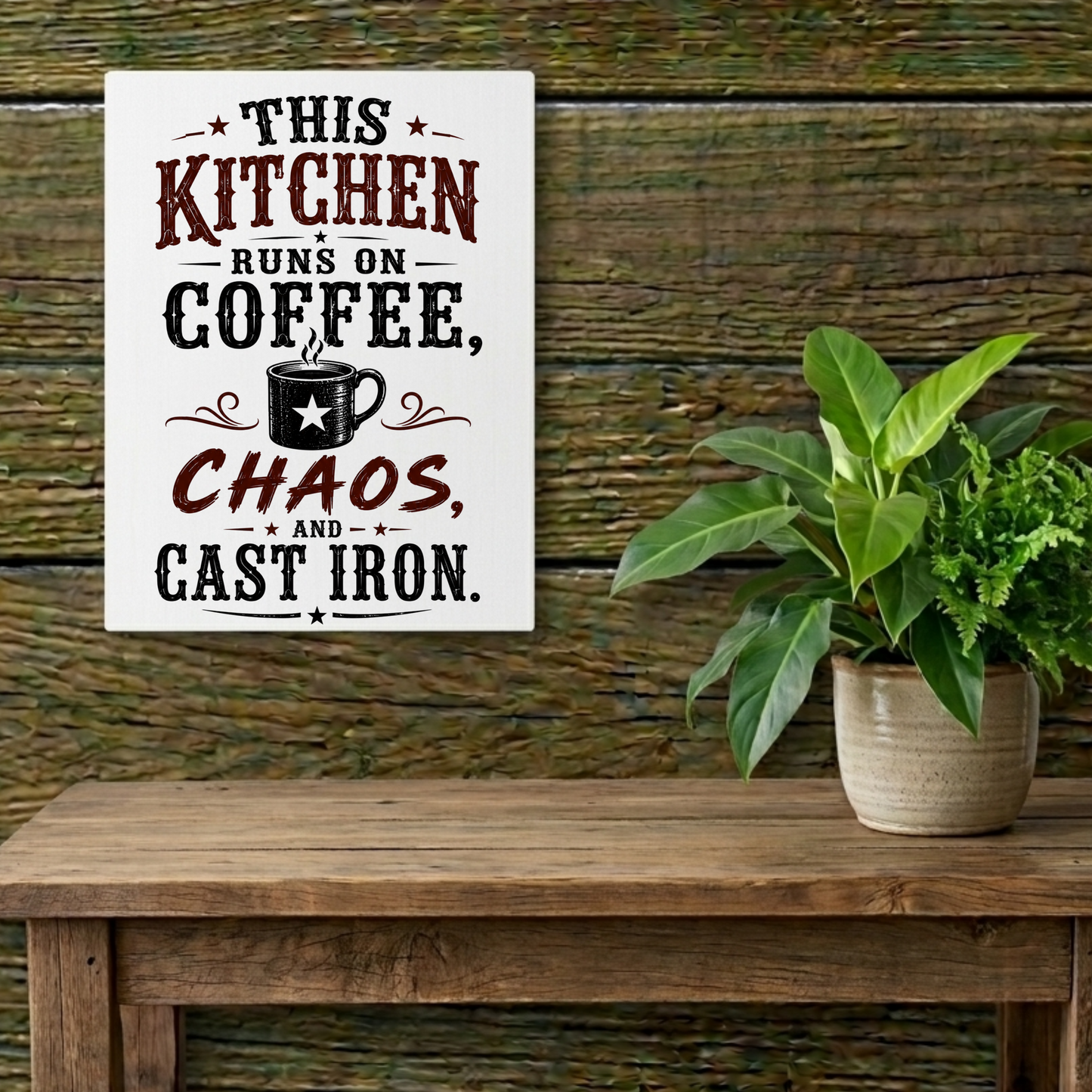 Coffee Chaos Cast Iron  Metal Art Sign