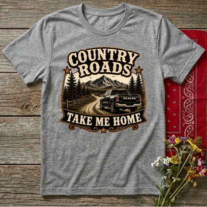 Country Roads Ram  Adult Size T-Shirt