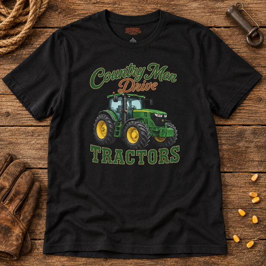 Country Men Drive Tractors   Adult Size T-Shirt