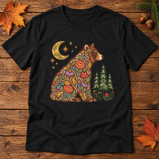 Fall Bloom Bear   Adult Size T-Shirt