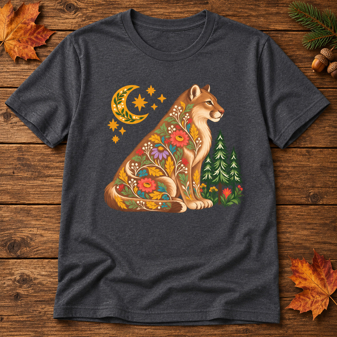 Fall Bloom Cougar   Adult Size T-Shirt
