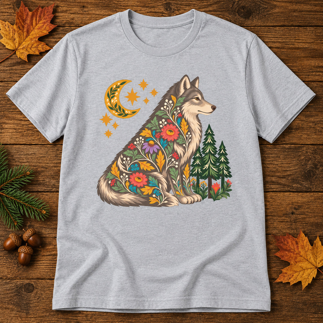 Fall Bloom Wolf  Adult Size T-Shirt