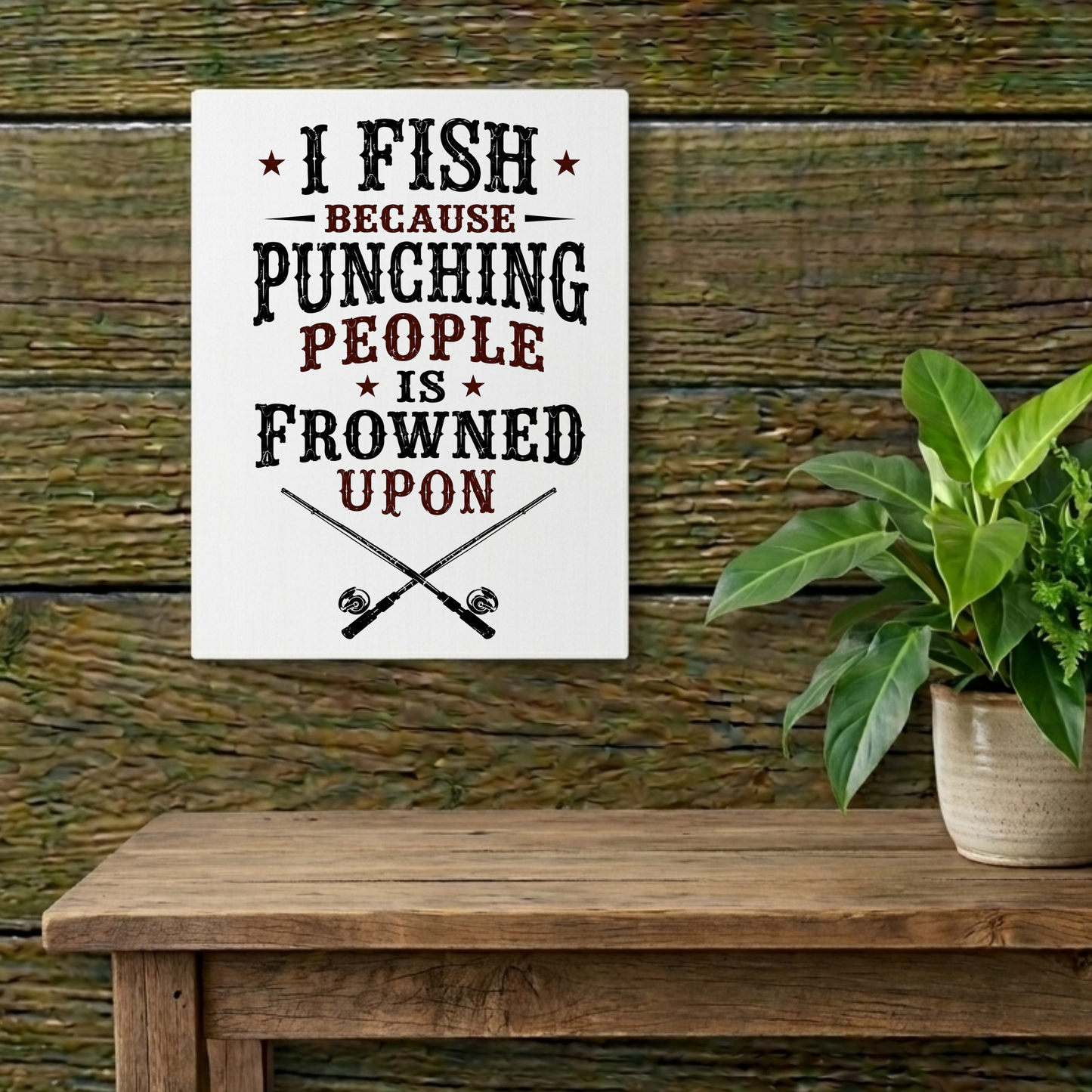 Fish Punching Frowned Upon   Metal Art Sign