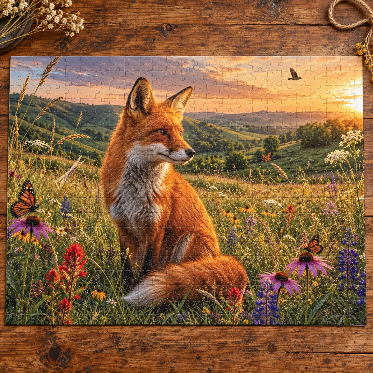 Meadow Fox  Jigsaw Puzzle with Tin