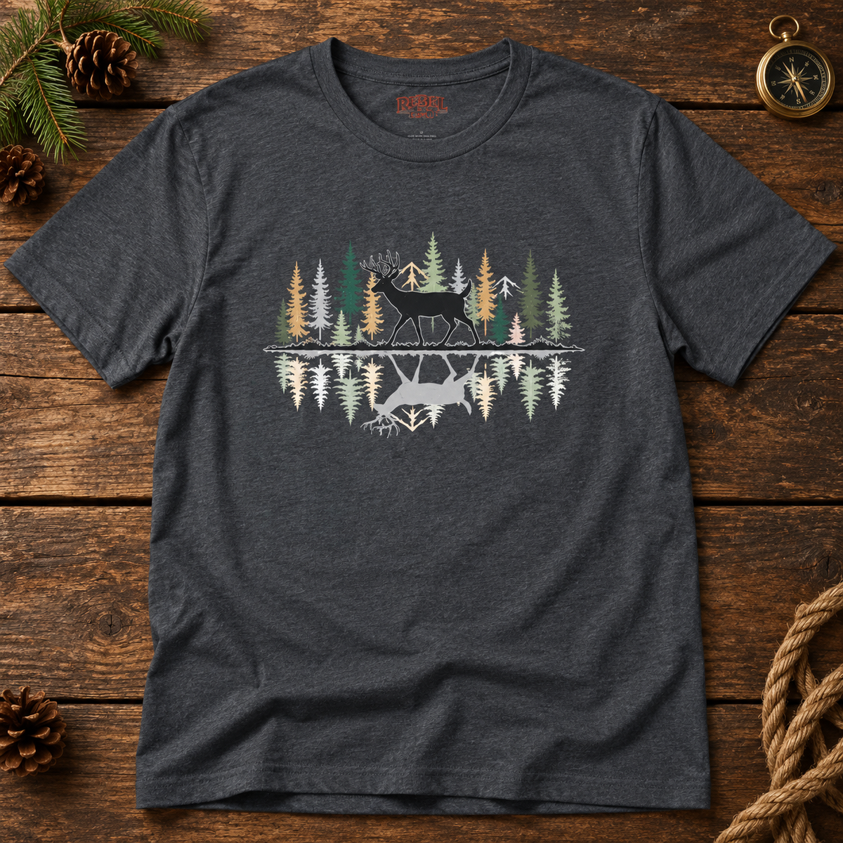 Morning Reflection Buck   Adult Size T-Shirt