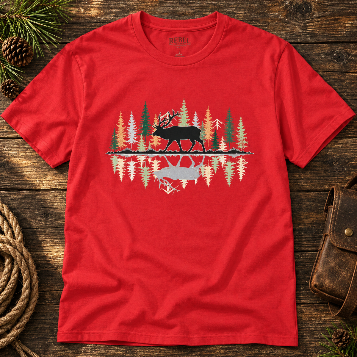 Morning Reflection Elk   Adult Size T-Shirt