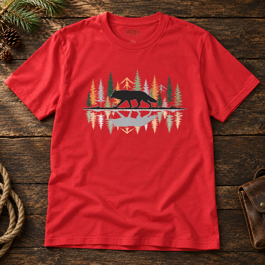 Morning Reflection Wolf   Adult Size T-Shirt