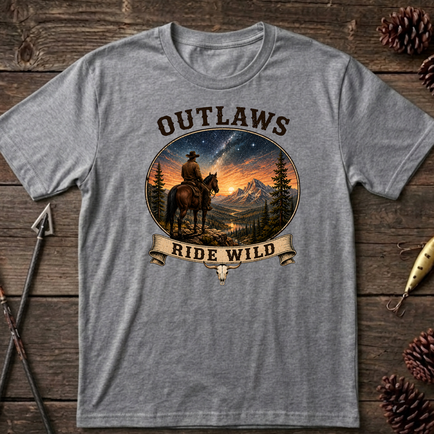 Outlaws Ride Wild   Adult Size T-Shirt