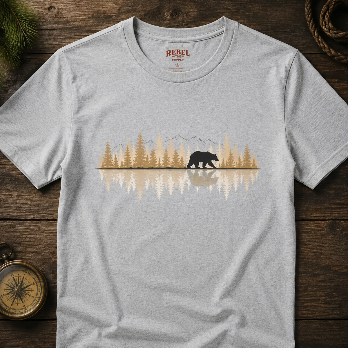 Bear Reflection   Adult Size T-Shirt