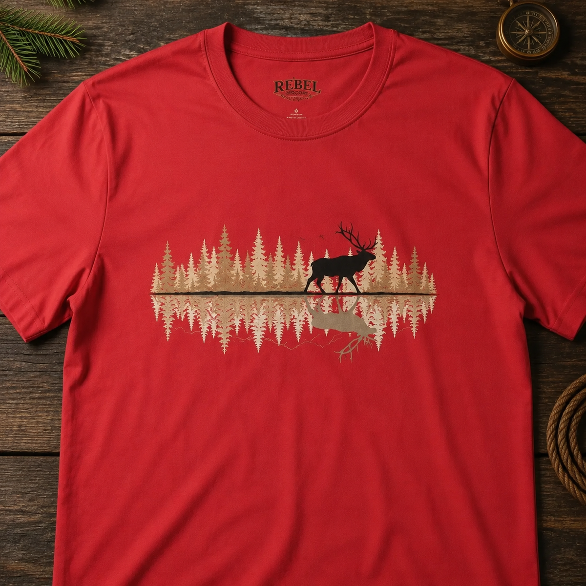 Elk Reflection   Adult Size T-Shirt