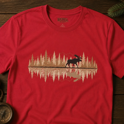 Moose Reflection   Adult Size T-Shirt