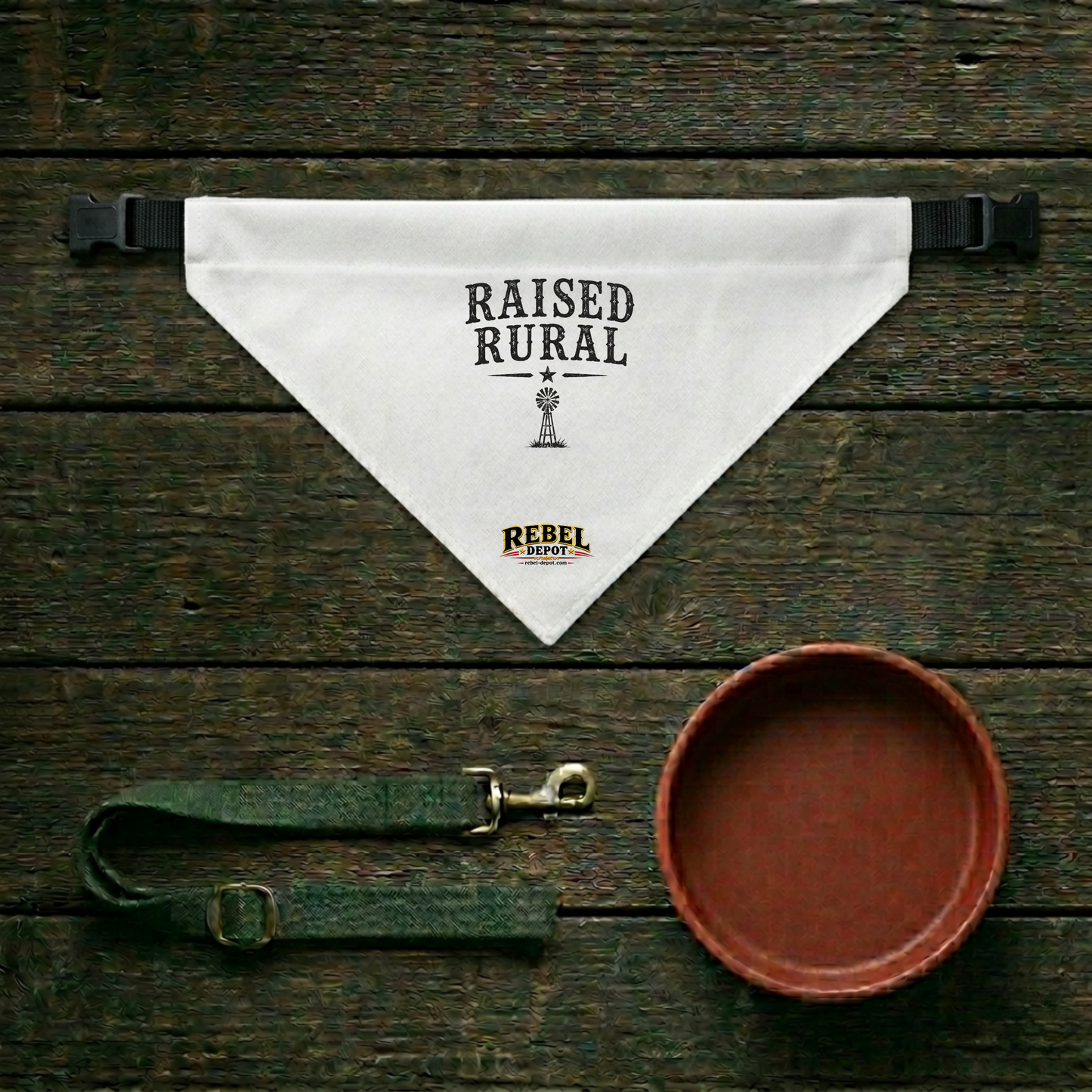 Raised Rural  Clip-on Pet Bandana
