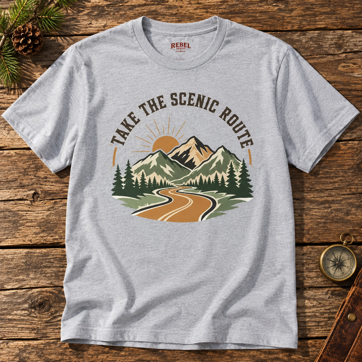 Take The Scenic Route  Adult Size T-Shirt