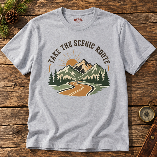 Take The Scenic Route  Adult Size T-Shirt