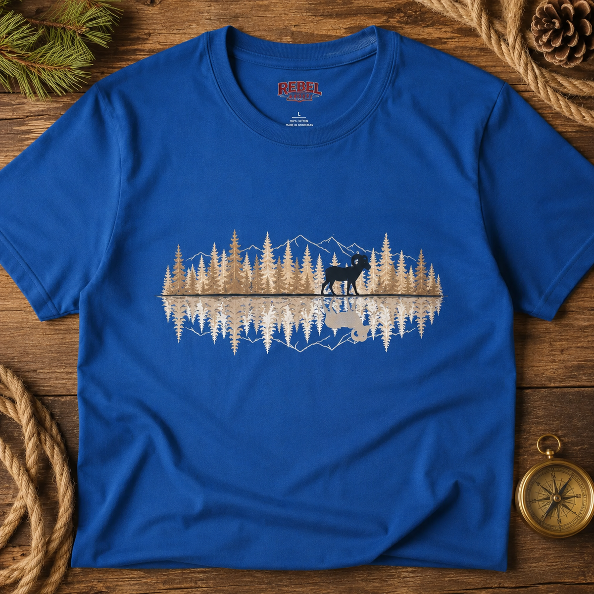 Big Horn Sheep Reflection   Adult Size T-Shirt