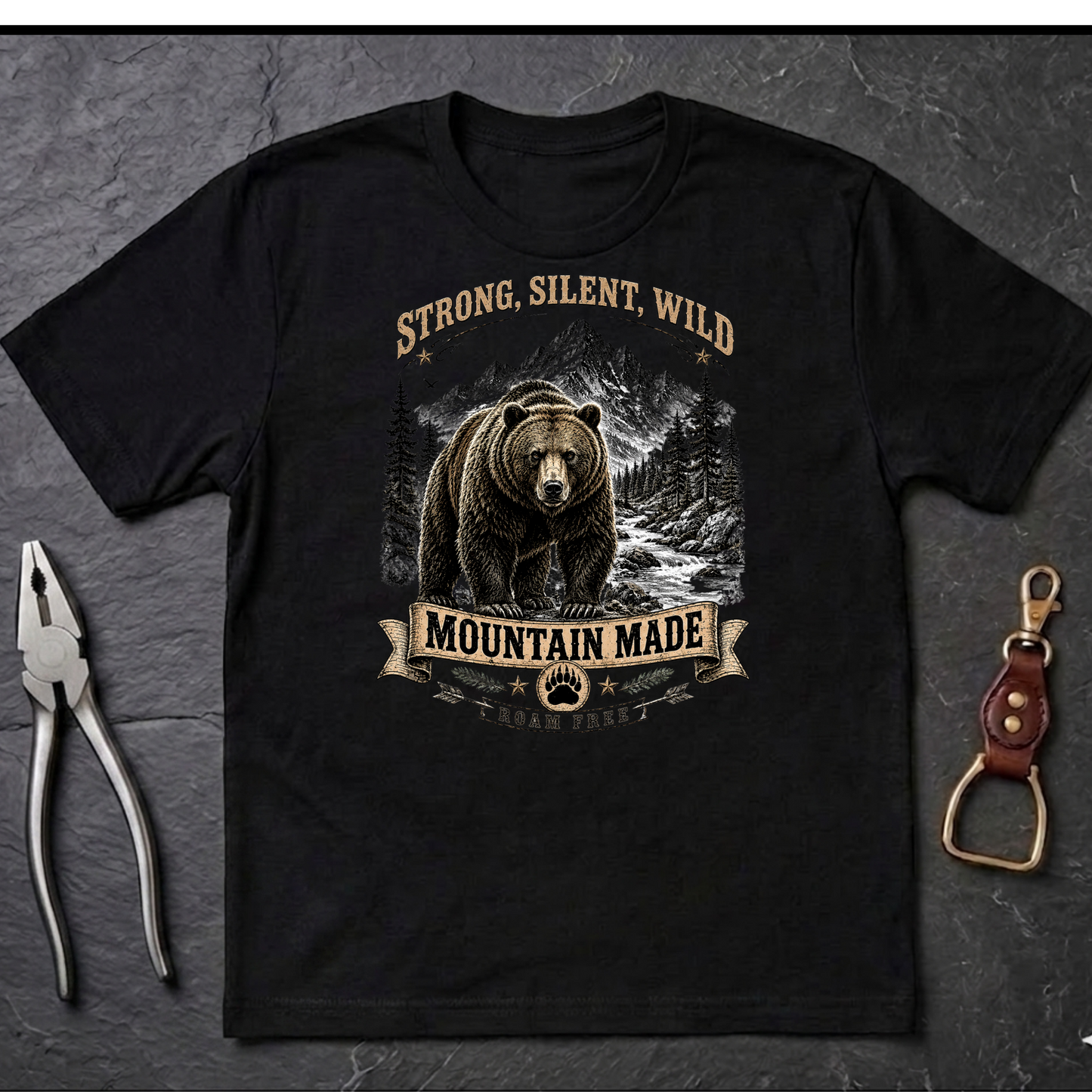 Strong Silent Wild Bear  Adult Size T-Shirt