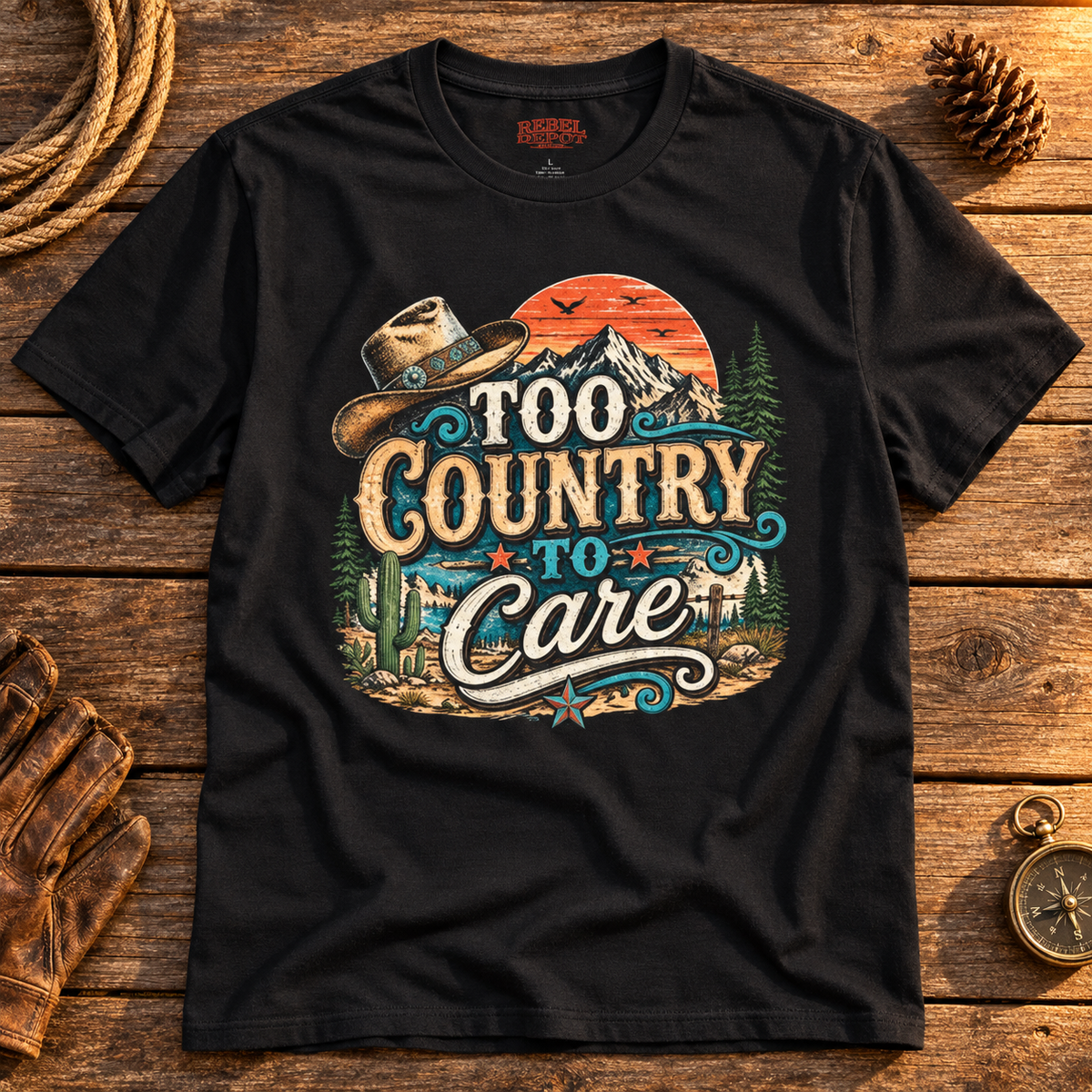 Too Country To Care   Adult Size T-Shirt