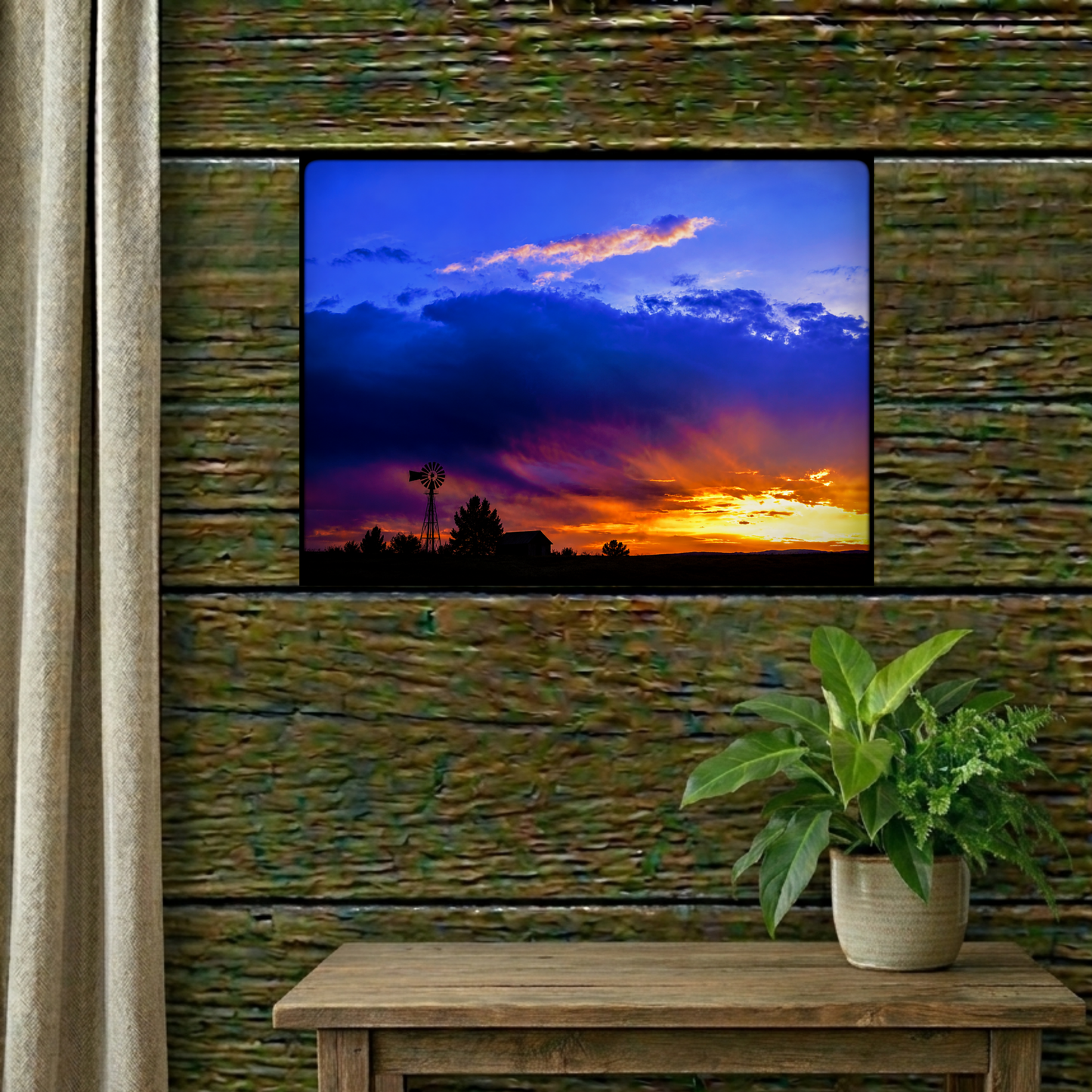 Windmill Sunset Matte Canvas Art