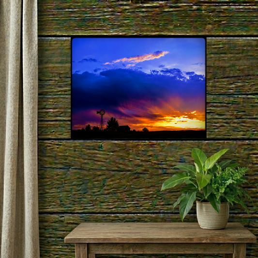 Windmill Sunset Matte Canvas Art