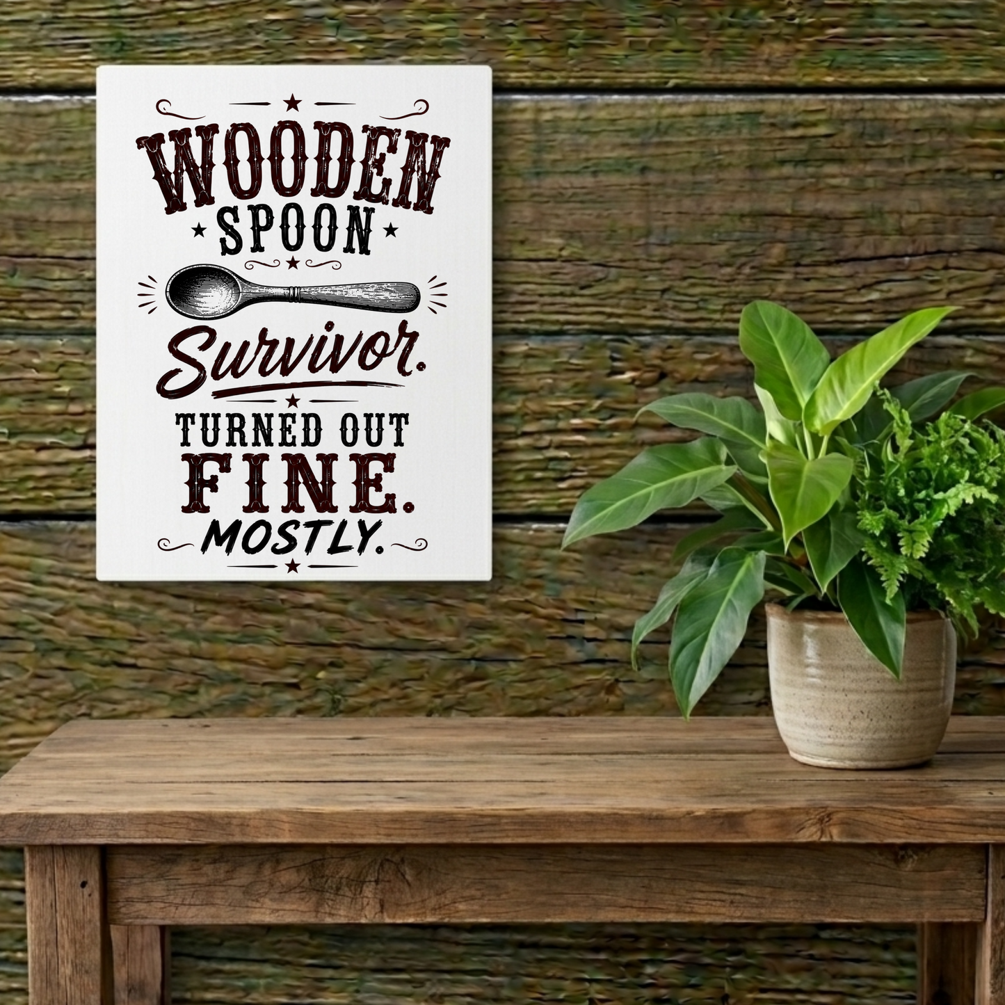 Wooden Spoon Survivor  Metal Art Sign